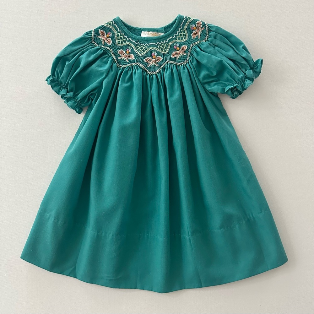Rosalina 12 Months Baby Girl Teal Smocked Dress